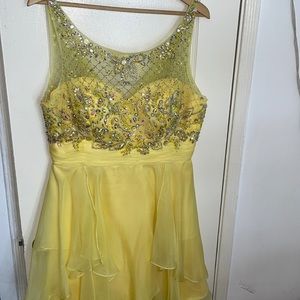 Custom Made Yellow Sun Dress with Rhinestones